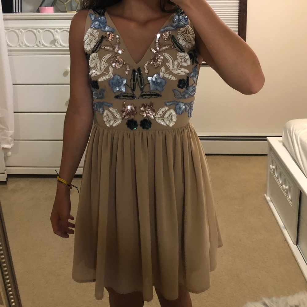 Maya floral embellished mini skater dress